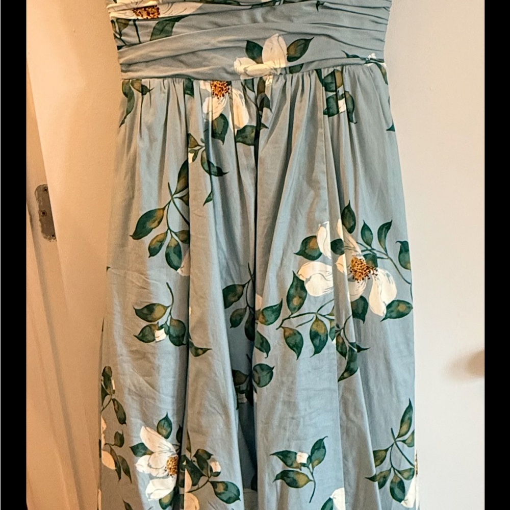 Reformation Pale Blue Floral Strapless Maxi Dress - Picture 2 of 3